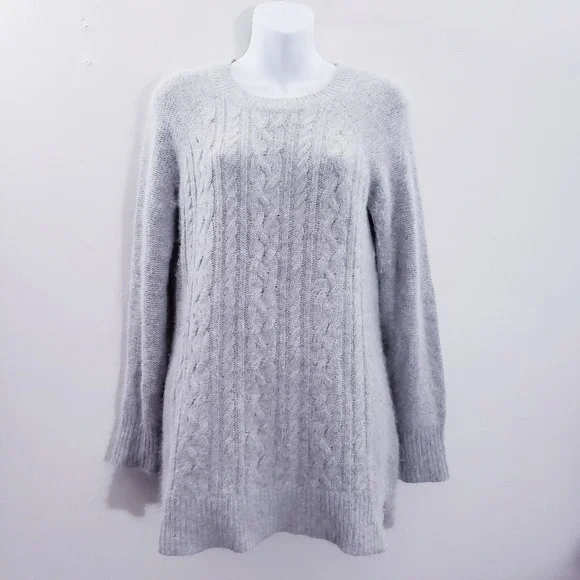 Fenn Wright Mason Angora Cozy Cable Knit Gray Sweater Women's Size Medium - Picture 1 of 5
